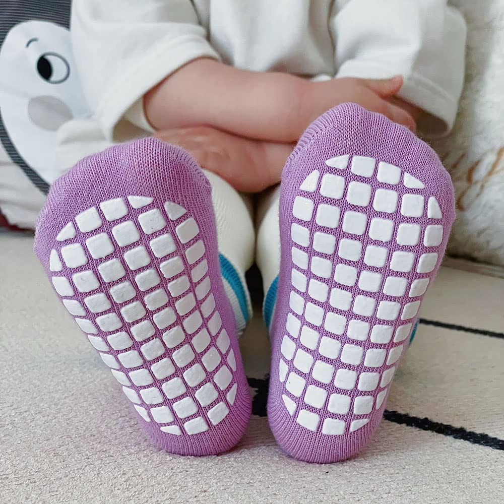 FedMois 5 Pairs Baby Kids Anti-slip Socks Cotton non skid Ankle Socks Animals