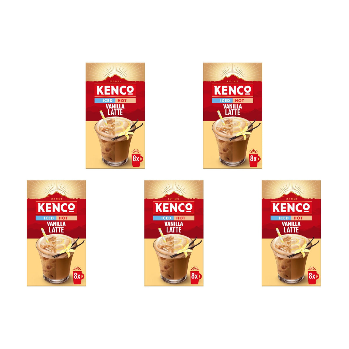 Kenco Iced Hot Salted Caramel Latte Sachets x8 (Pack of 5, Total 40 Sachets)