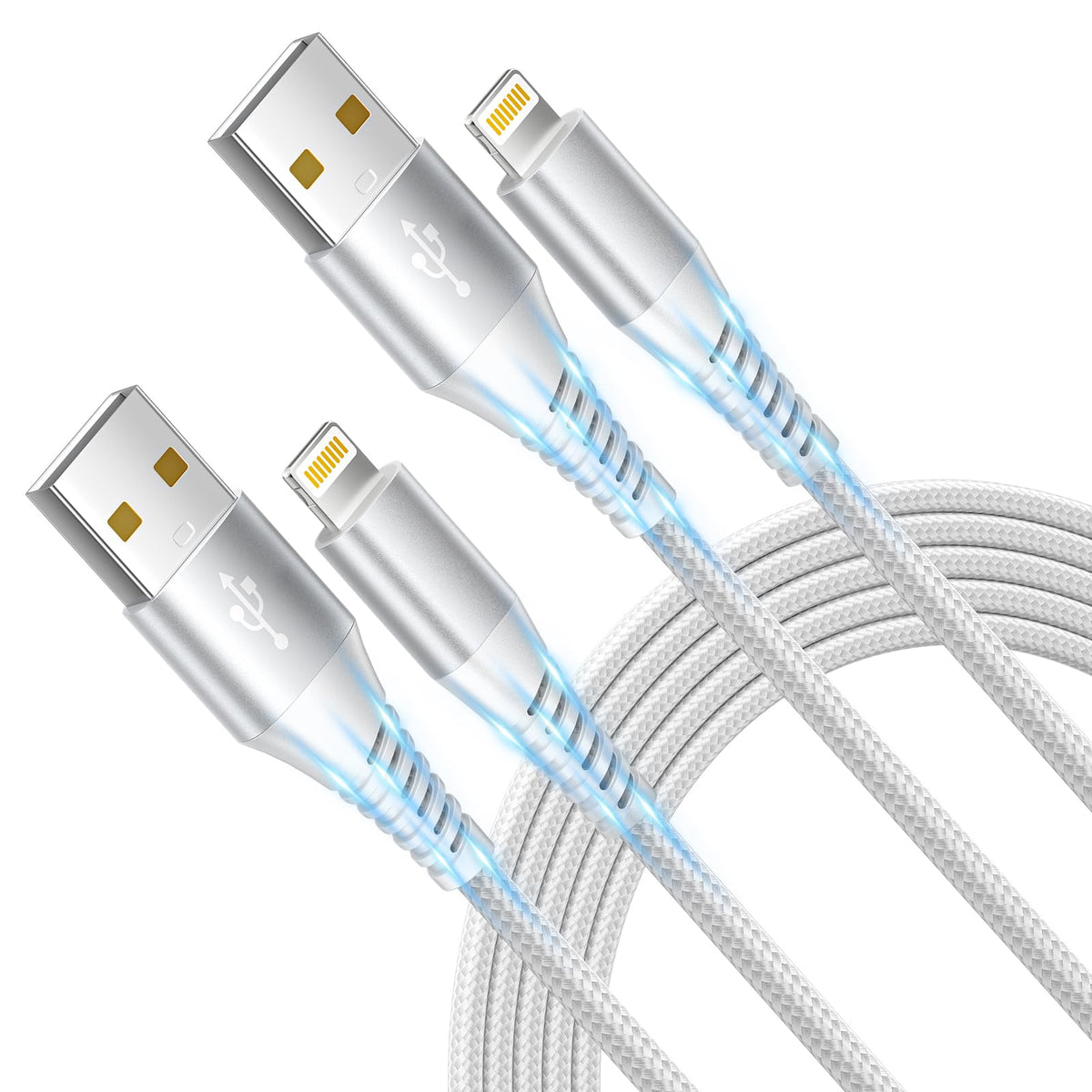 3Pack 2M iPhone Charger Cable, Long iPhone Charging Cable MFi Certified Lightning Cable Fast Charging Cord Braided i Phone Charger Lead USB Cord for Phone 14 13 12 11 Pro Max XS XR 8 7 6 SE, iPad