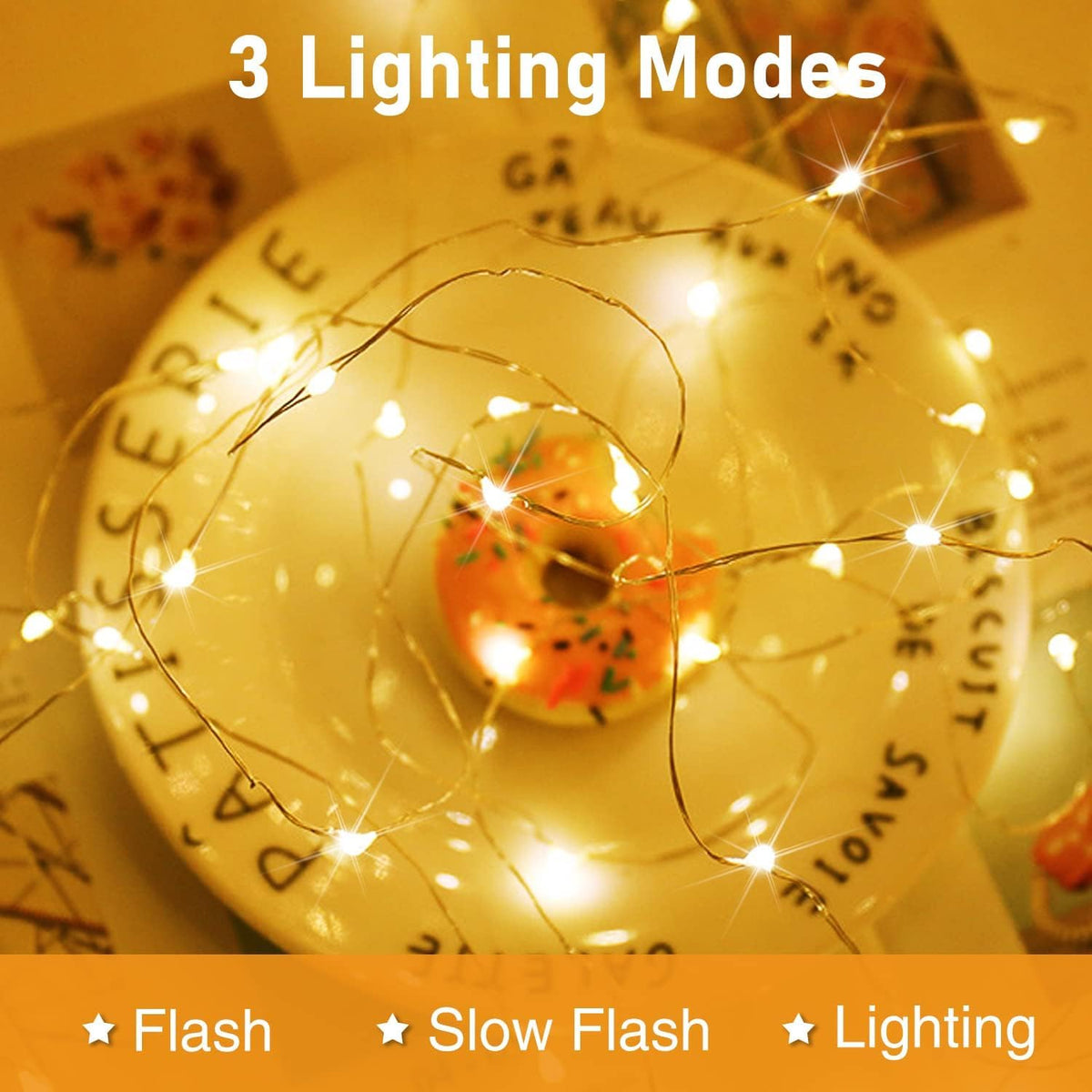 btfarm 12 Pack 3 Modes Fairy Lights Battery Operated, 2M 20LED String Light