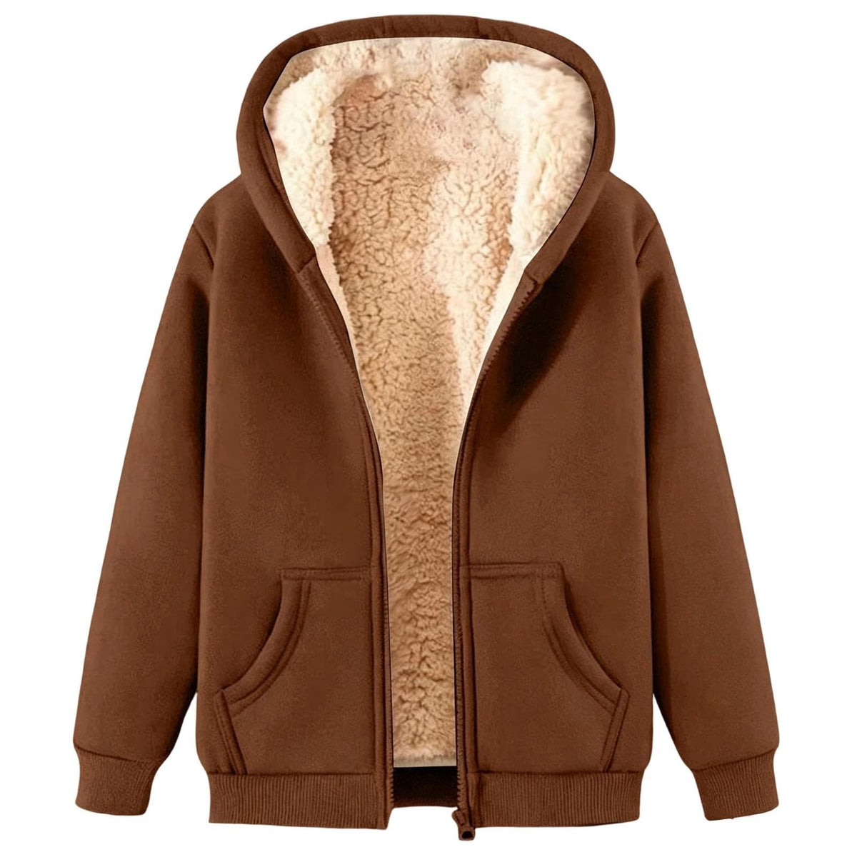 Womens Teddy Fleece Hoodies Sherpa Lined Fuzzy Jacket with Pockets Full Zip Hooded Sweatshirts Ladies Fall Winter Warm Jumper Coat Outwear Thermal Outfits Clothing