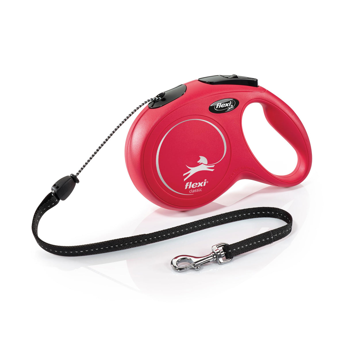 flexi Classic S | 5 m Retractable Cord Leash for Dogs up to 12 kg | Black | Retractable Dog Lead | Weight: 160 g | Dimensions: 9.6 x 16.2 cm