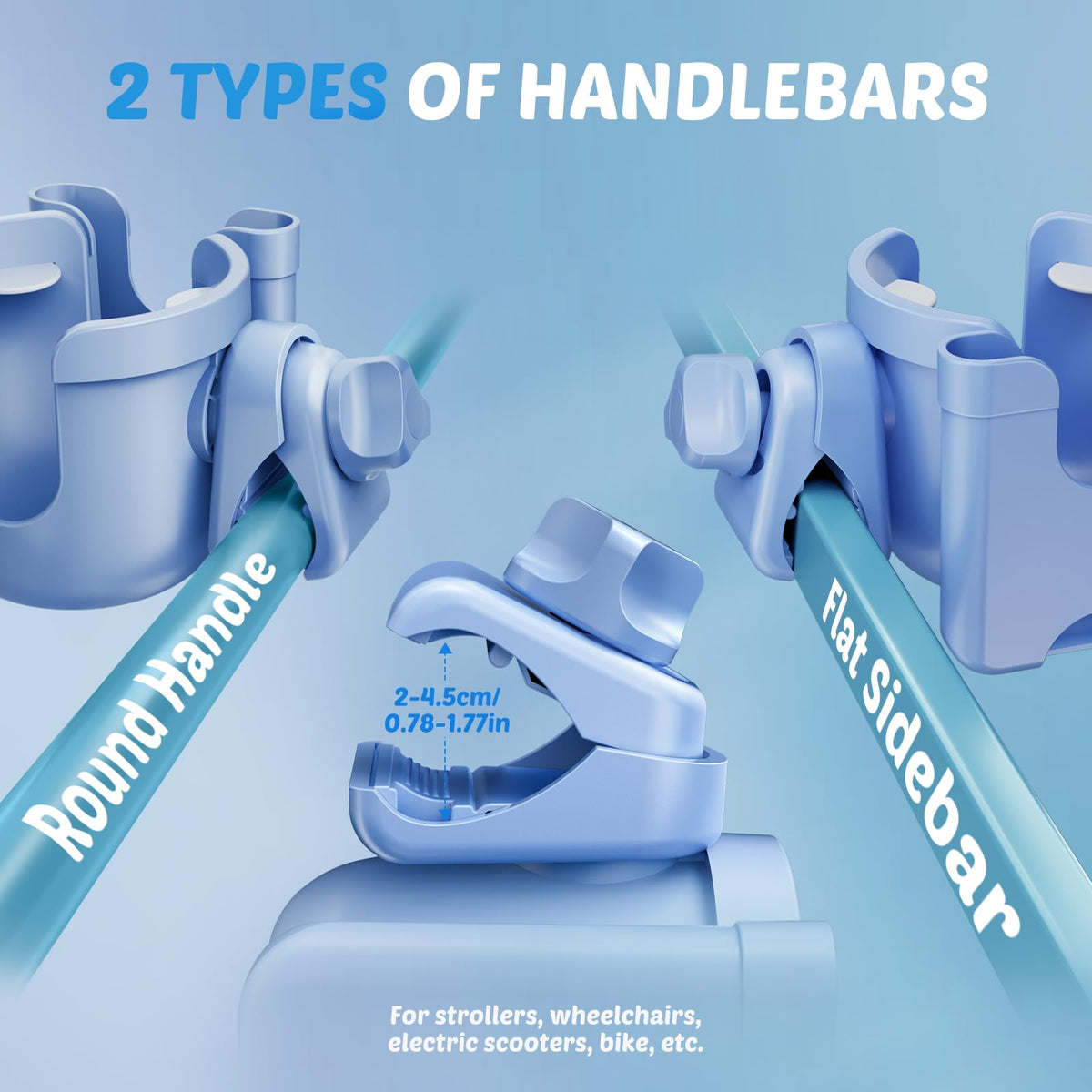 2-Pack Pram Cup Holder with Phone Holder, Universal Pram Buggy Accessories