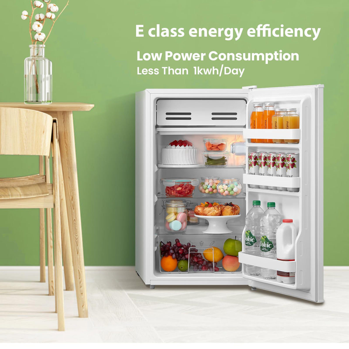COMFEE' 80L Under Counter Fridge with 4-Star Ice Box, RCD80WH3UK(E)