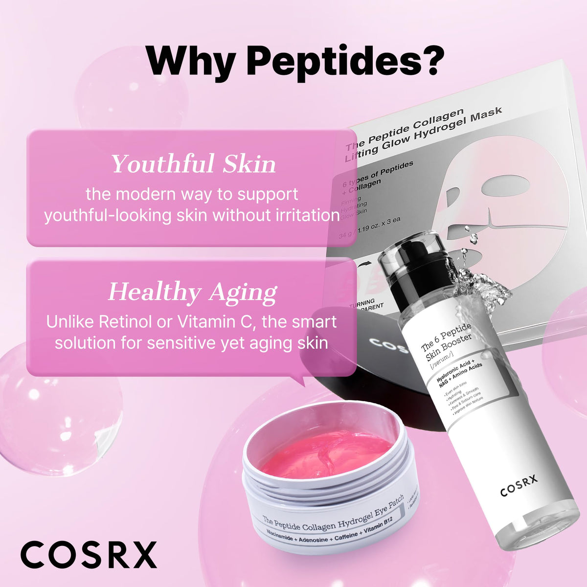 COSRX 6 Peptide Collagen Booster Serum 150ml, Face Toner with Niacinamide