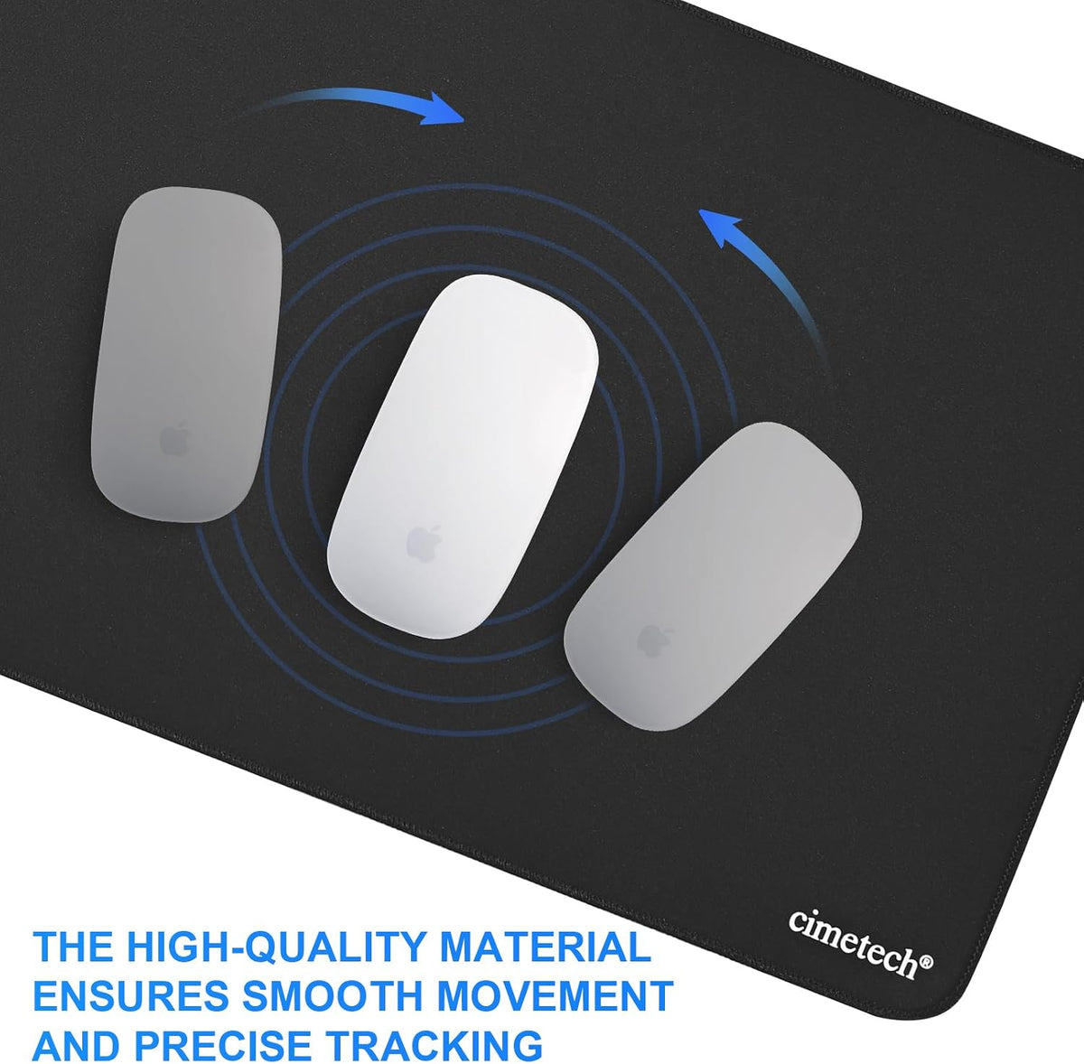 cimetech Gaming Mouse Pad 800 * 300 * 3 MM, Extended Large Mouse Mat Computer Keyboard Desk Pad with Anti-Slip Rubber Base Comfortable Waterproof Soft Cloth, Improved Precision and Speed - Black