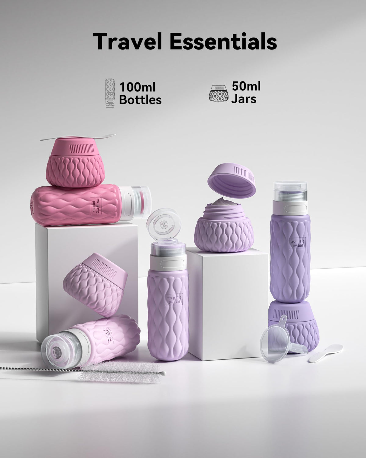 100ml Silicone Travel Bottles for Toiletries for Shampoo and Conditioner