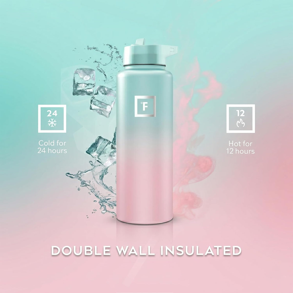 Insulated Water Bottle with Straw - 650/950/1200/1800 ml - Leakproof Double-Walled Stainless Steel Metal Drink Flask BPA-Free - Sports Travel Gym Camping Hiking Kids