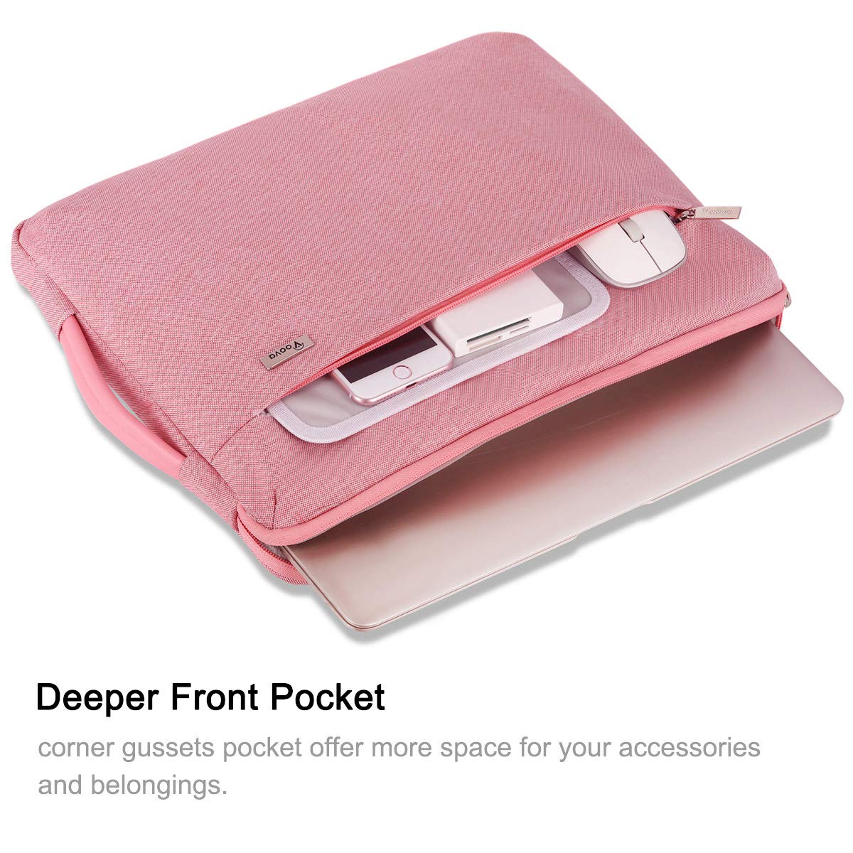 Voova 360° Protective Laptop Sleeve Case 11 11.6 12 inch, Waterproof Computer Cover Bag Compatible with Surface Pro 7 8/Laptop Go 2 3, MacBook Air 11, Chromebook, 12.5" Asus Acer Hp Tablet,Pink