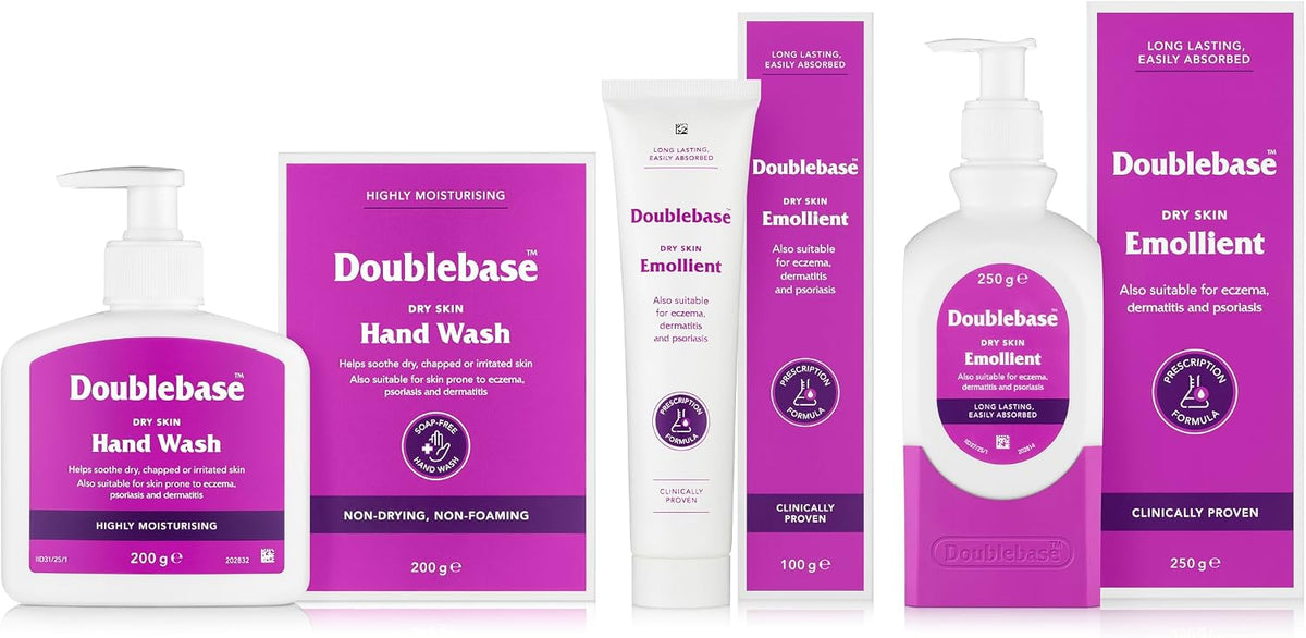 Doublebase Dry Skin Emollient. Clinically Proven Moisturiser for Eczema, Psoriasis and Dermatitis Treatment. Body Cream for Dry Skin Relief (Packaging May Vary), 250g Pump Pack