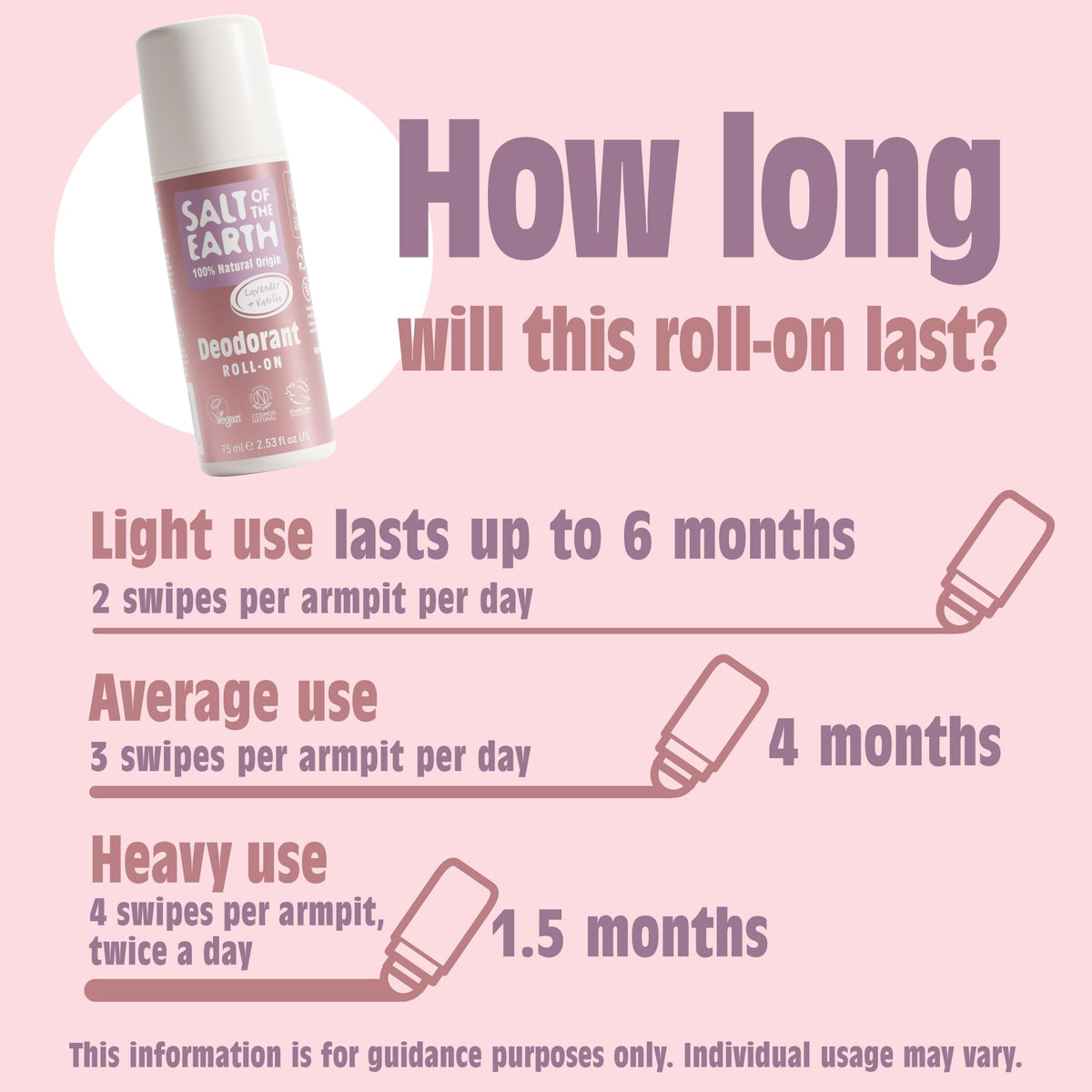 Salt of the Earth Natural Deodorant Roll On - Lavender & Vanilla - 75ml