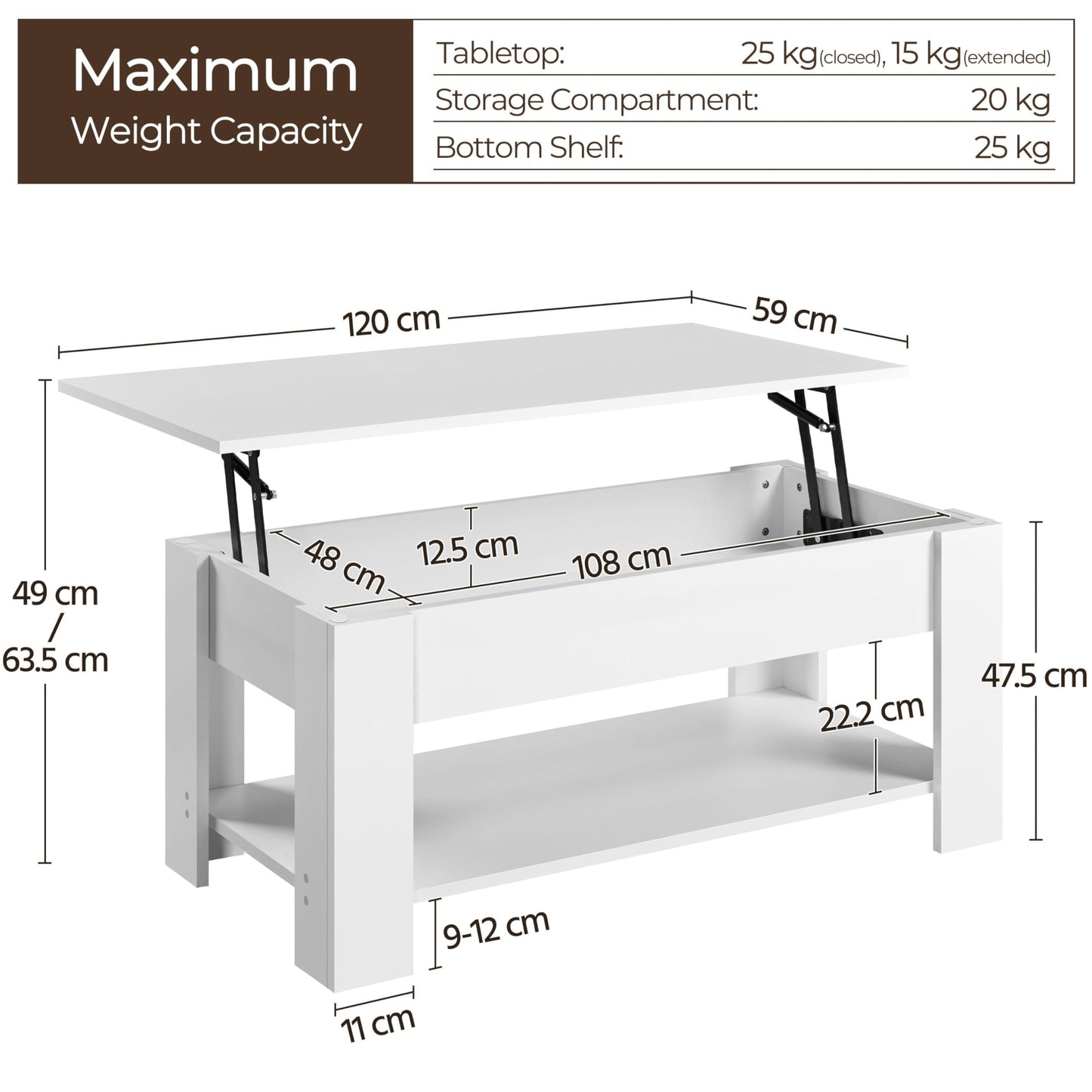 Yaheetech Lift Up Coffee Table, Wooden Lifting Coffee Table with Hidden Storage Drawer and Open Shelf, Space-saving Tea Tables for Living Room/Reception, Espresso