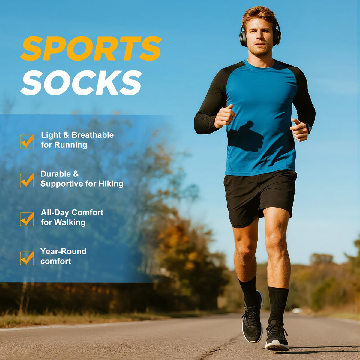 Cirorld Mens Sports Socks, 6/8 Pairs Work Boot Socks for Men & Women