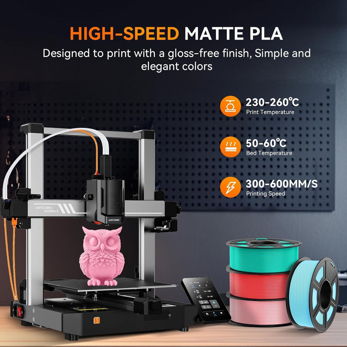 TECBEARS Matte PLA Filament 1.75mm, 600mm/s Rapid Print, 1kg Sky Blue