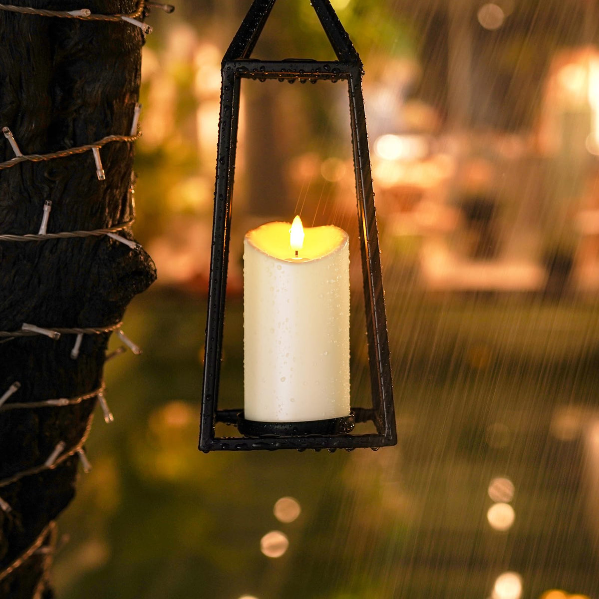 Homemory Outdoor Waterproof Flameless Candles, Dark Ivory, Set of 2, D 3"