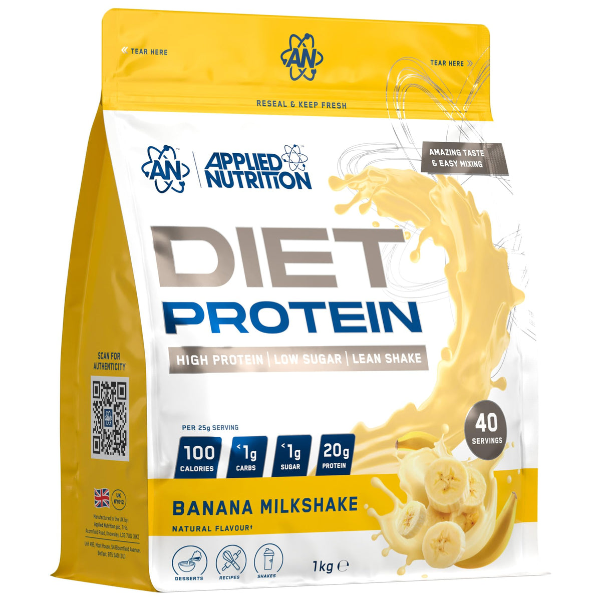 Applied Nutrition Diet Whey - High Protein Powder Supplement, Low Carb & Sugar, for Weight Management with CLA, L Carnitine, Green Tea (450g - 18 Servings) (Vanilla)