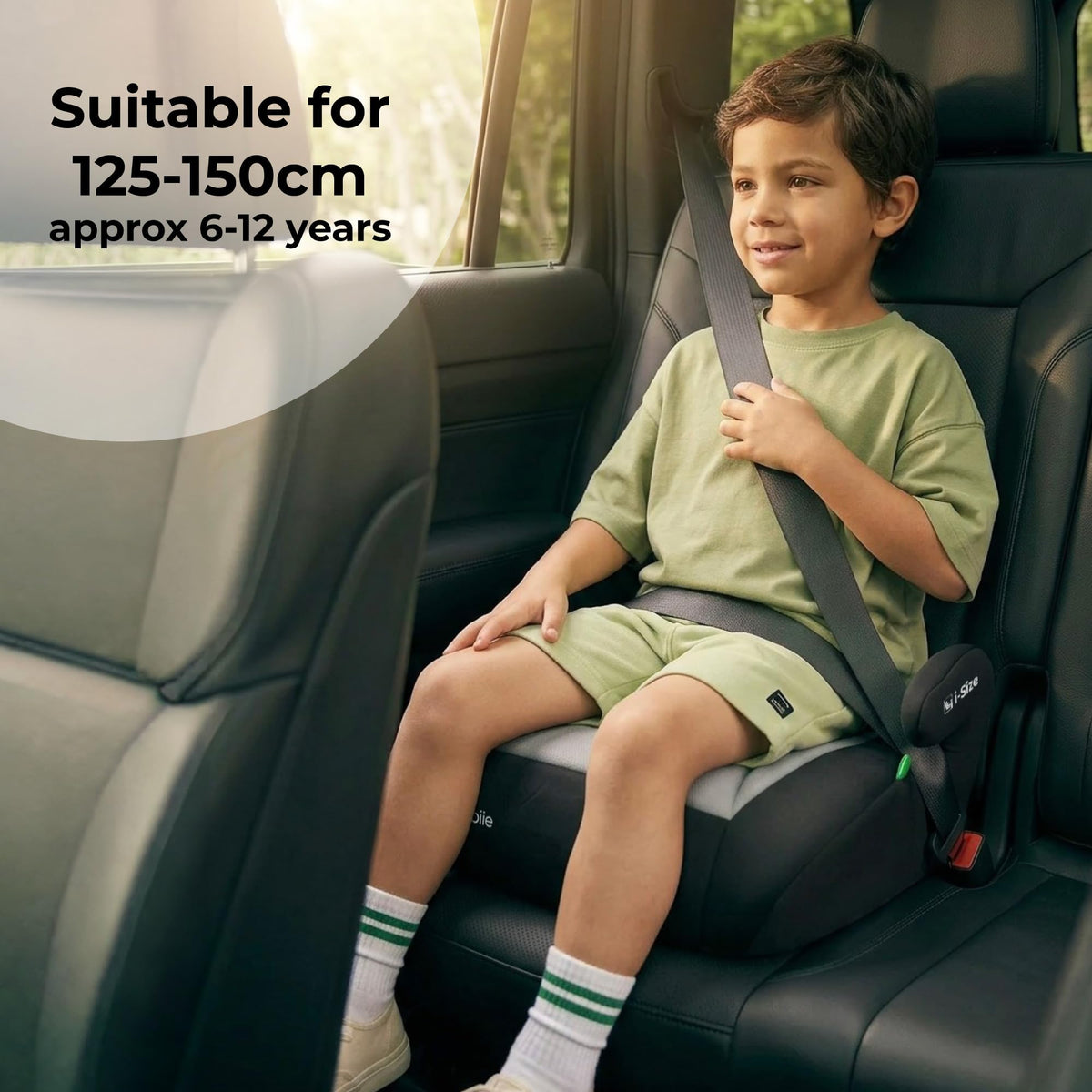 My Babiie MBCSB10 Booster Car Seat - Lightweight at 1kg, Approx. 6-12 Years (125-150cm, 22-36kg), R129, i-Size Backless Child Car Seat, Group 3, Compact, Portable, Ideal for Travel - Pink Leopard