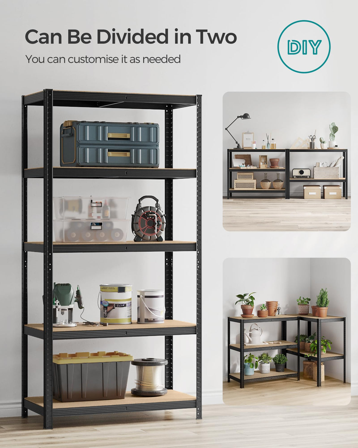 SONGMICS 5-Tier Heavy-Duty Shelving Units, Set of 2, Boltless Assembly