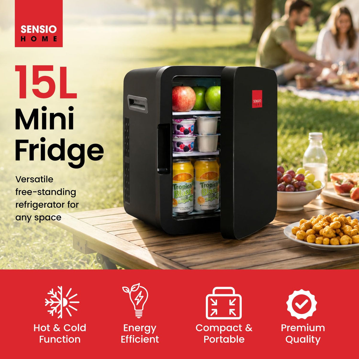 SENSIOHOME 10L Mini Fridge Cooler & Warmer - Sleek Small Fridge for Drinks, Skincare, Makeup, Medicine & Snack Chiller - AC DC 12V Car Refrigerator for Travel, Gamer, Office, Dorm & Camping