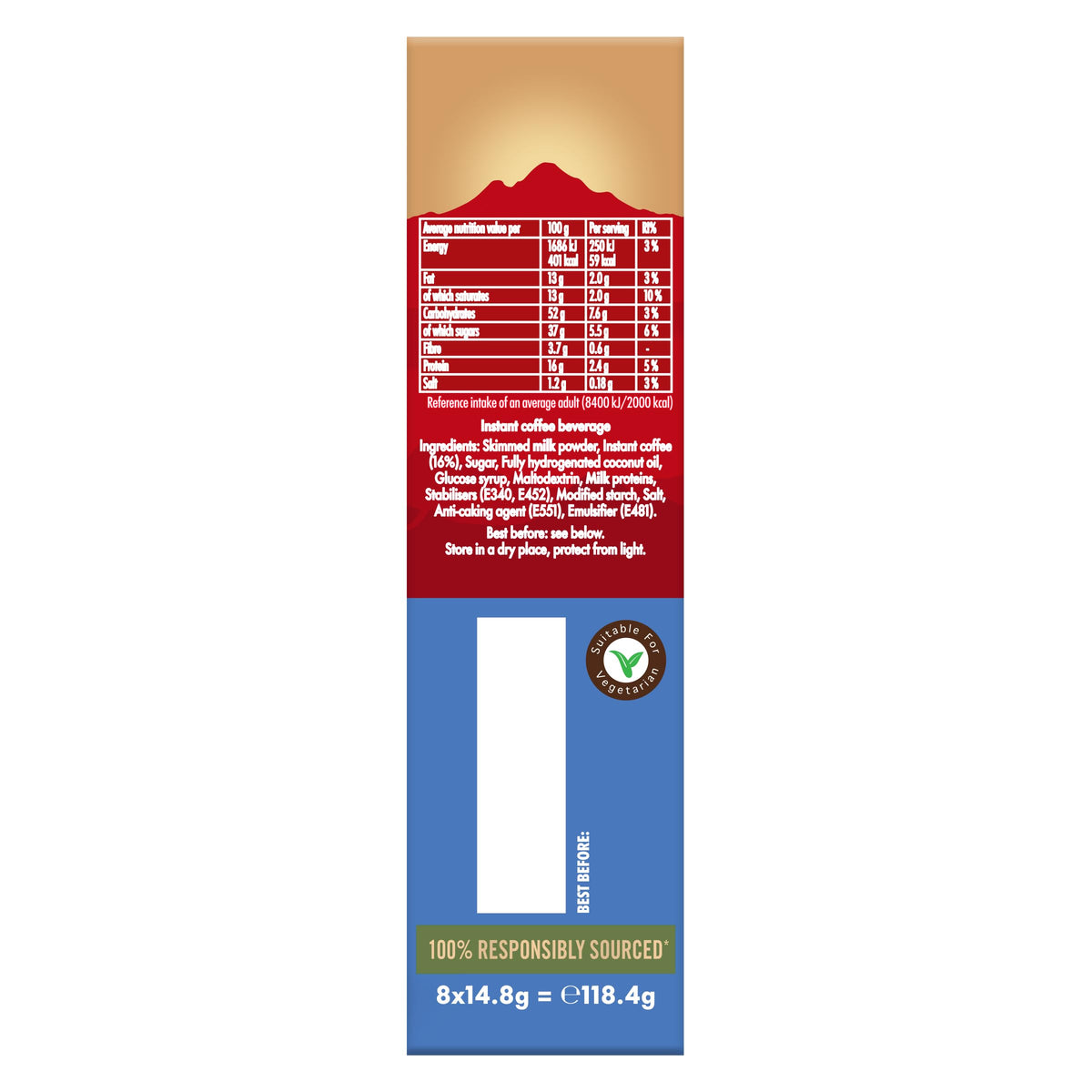 Kenco Iced Hot Salted Caramel Latte Sachets x8 (Pack of 5, Total 40 Sachets)
