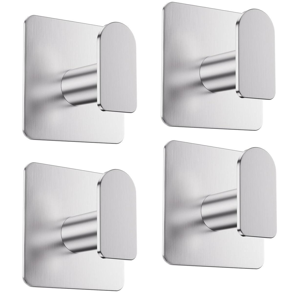 Aikzik 4 Pack of Self Adhesive Hooks, Max 8kg Load Sticky Hooks, Tea Towel Hooks, Versatile Self-Adhesive Wall Hooks for Use in Bathrooms, Kitchens, Doors, Cupboards, Bed Curtains, Towels, Key