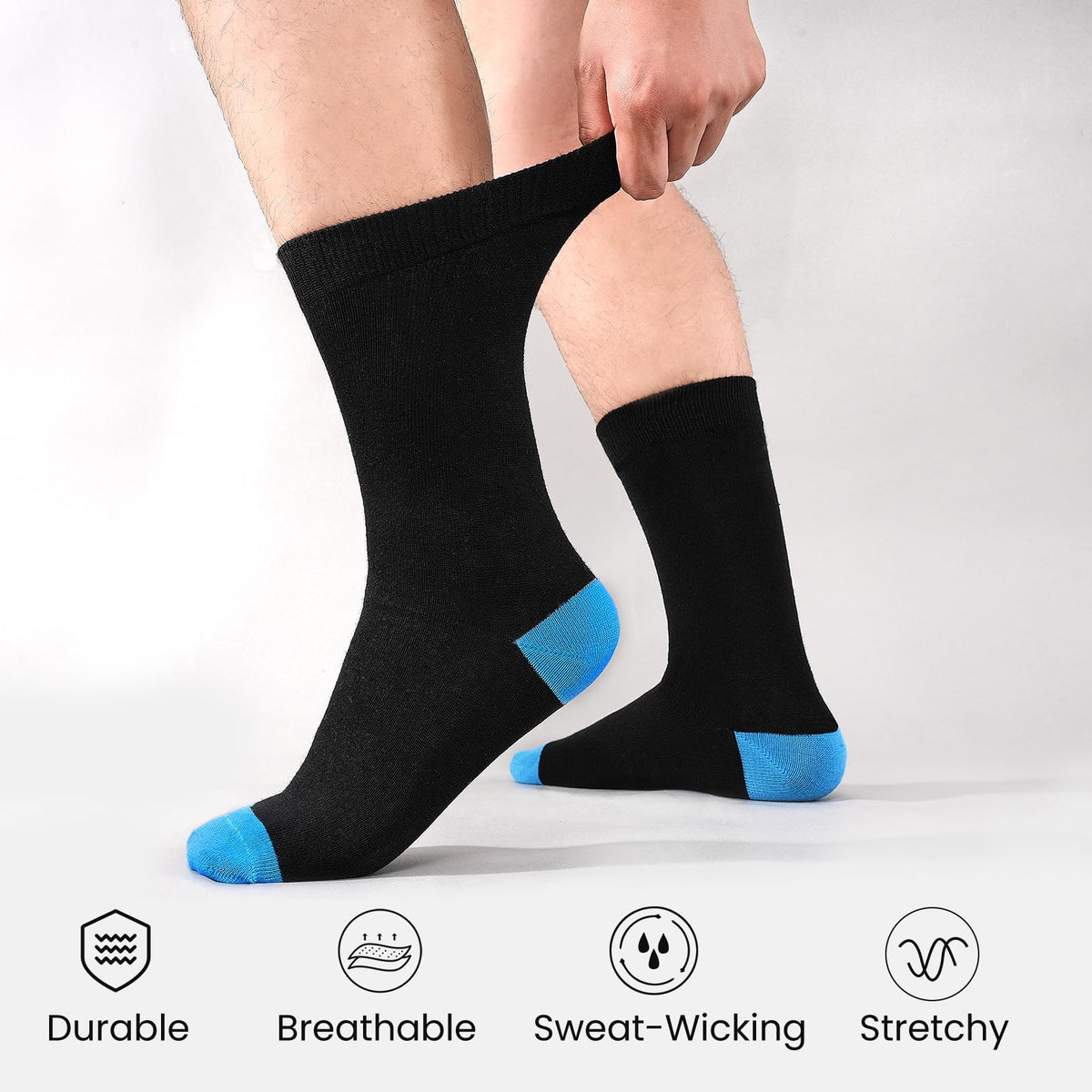 Cirorld 6/10 Pairs Mens Black Socks, Breathable Causal Cotton Socks Men