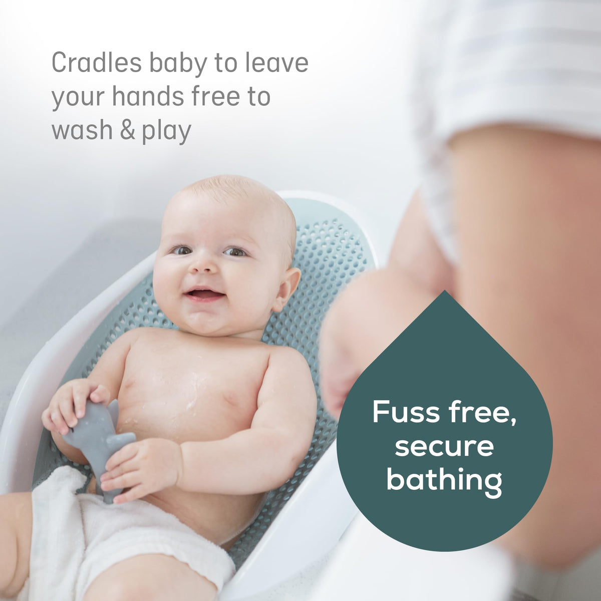 Angelcare Soft Touch Baby Bath Support -Grey- Water Level Indicator, Non-Slip, Comfortable & Safe for Newborns & Infants up to 6 Months