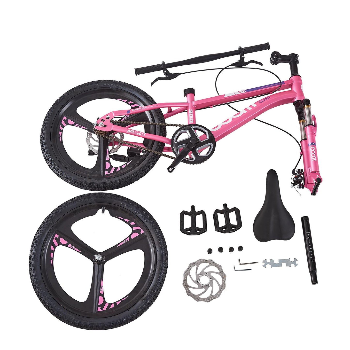 BSTSEL Kids Bike 18" 20" 22" 24" Inch Youth Bike Shock Absorber Bike,12.25-Inch Frame,V-Brakes,Suitable for 9-14 Year Old Boys and Girls Mountain Bikes Pink Blue Bicycle