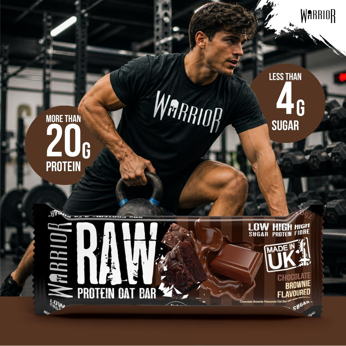 Warrior RAW Protein Bars 12 x 75g High Protein Oat Flapjack Snack