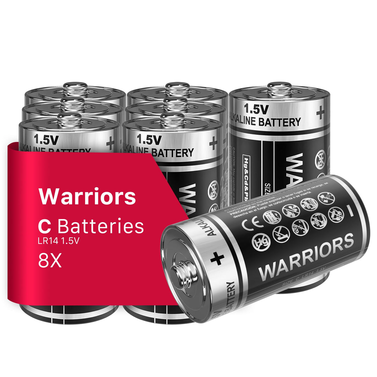 Warriors 2X 9V Alkaline Batteries, 6LR61, Long Lasting Power