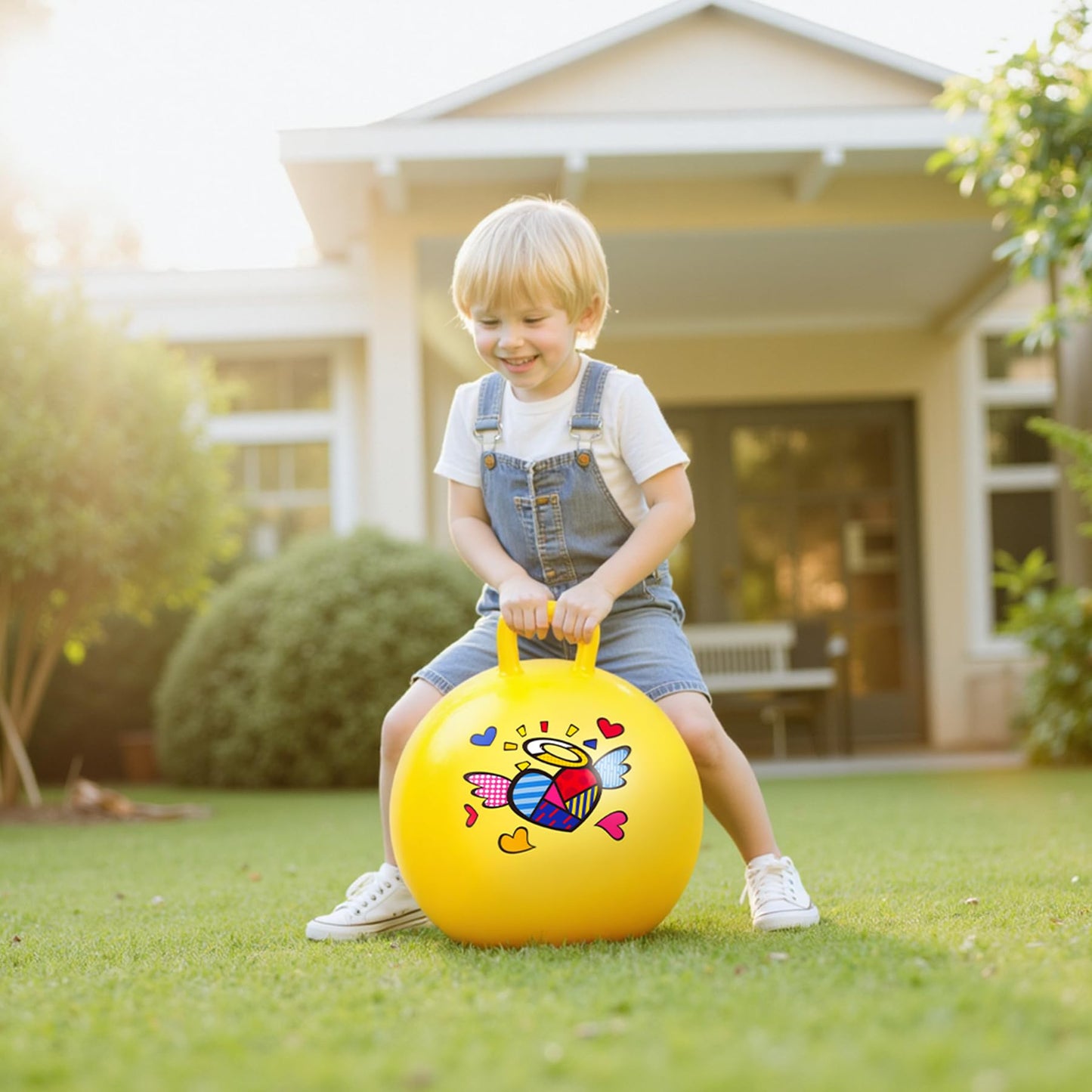 Vastoy 20 Inch Space Hopper Ball for Kids 6-9 Years - Anti-Slip Space Hopper with Hand Pump, Bouncy Inflatable Ride On Toy for Indoor Outdoor Fun, for Children (Blue Eyes)