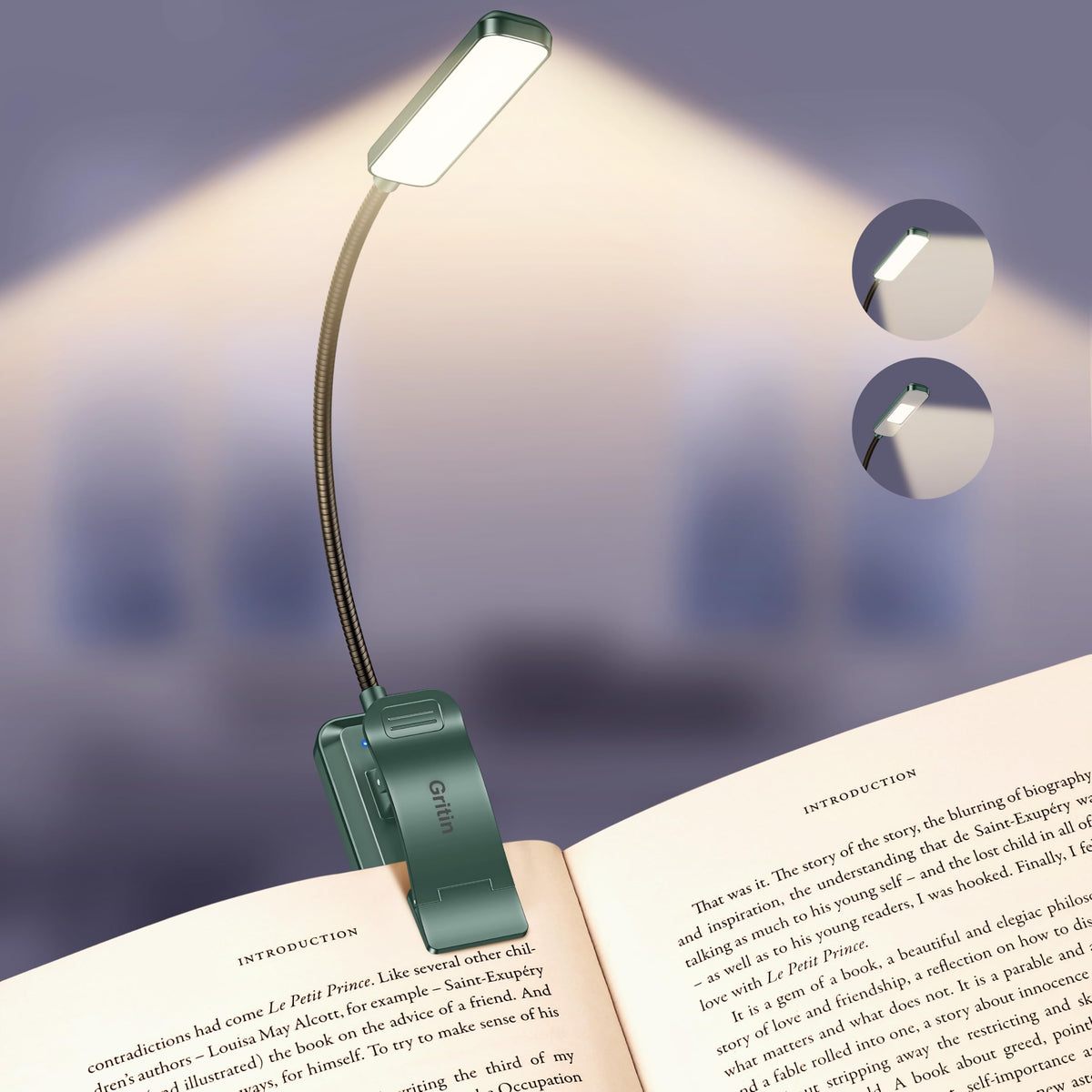 Gritin 2026 Gen 2 Book Light for Reading-30 Eye Caring Full Spectrum LED