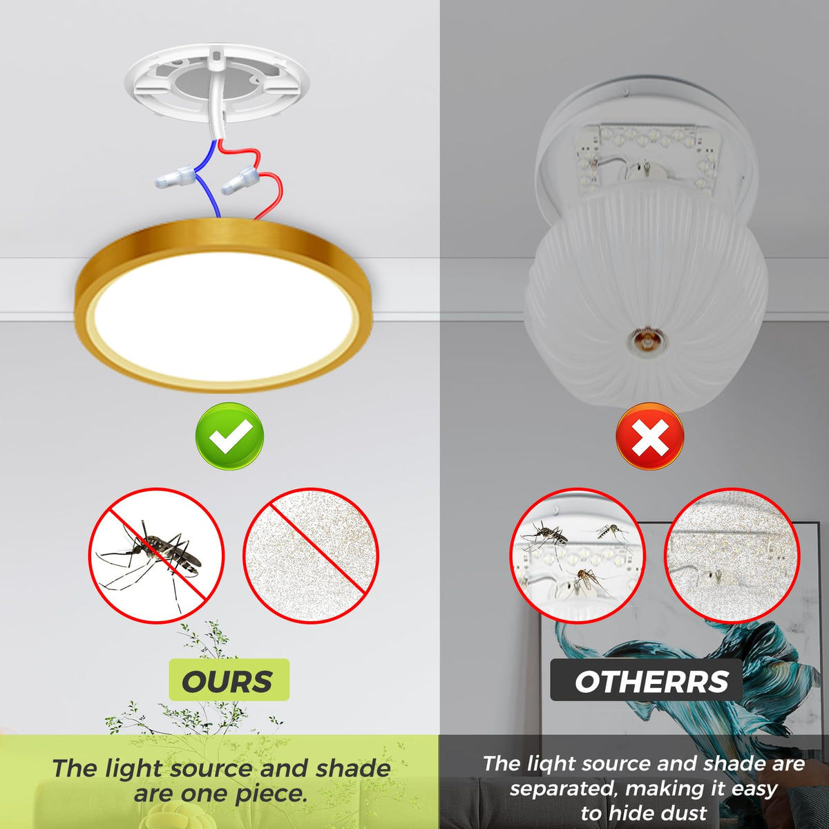 hepside Bathroom Light, 3000K/4000K/6500K 3 Color Temperature LED Ceiling Light, 15W 1500LM, Waterproof, Round, Small, Modern, Flush Ceiling Light for Bathroom, Kitchen, Bedroom, Black