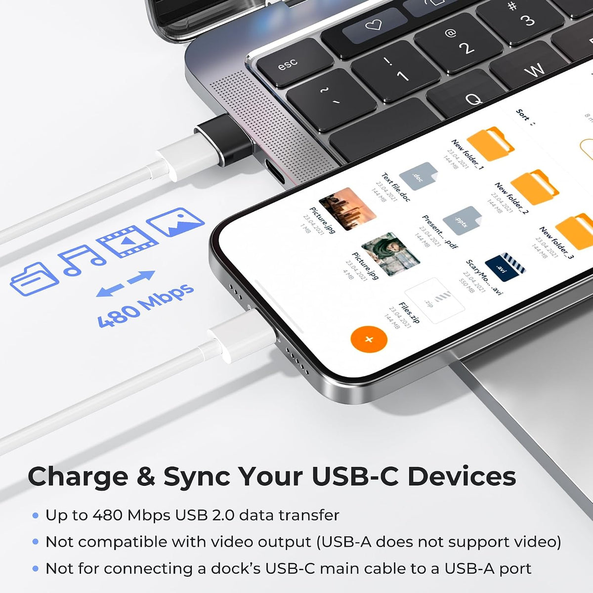 BASESAILOR USB to USB C Adapter,USBC Female to USB A Male Adapter 3Pack