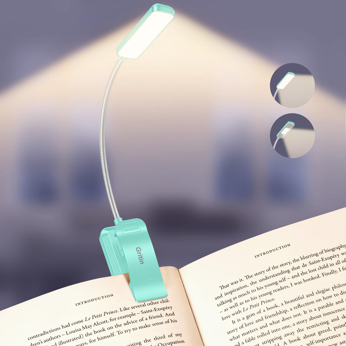 Gritin 2026 Gen 2 Book Light for Reading-30 Eye Caring Full Spectrum LED