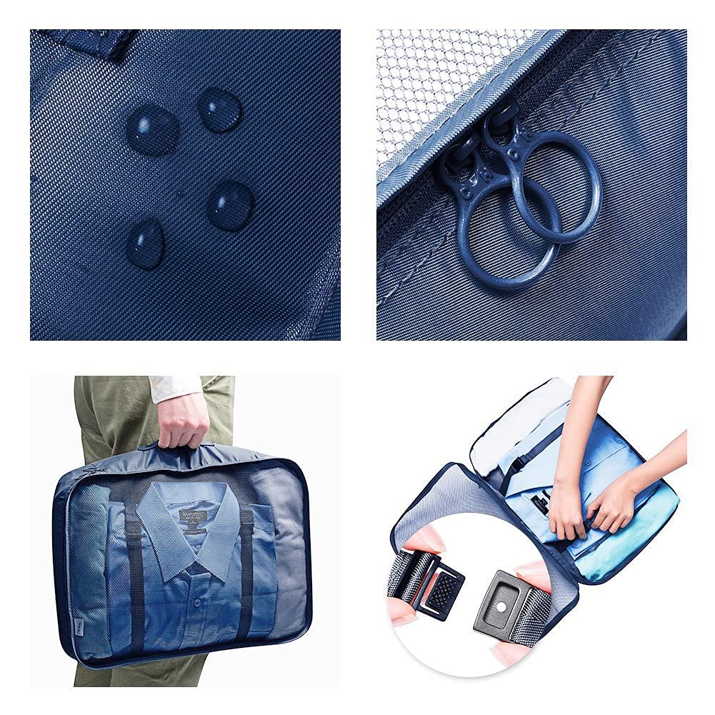 Travel Packing Cubes, Toifucos Multifunction 8pcs/set Luggage Organiser Compression Suitcase Essential Bag, Dark Gray