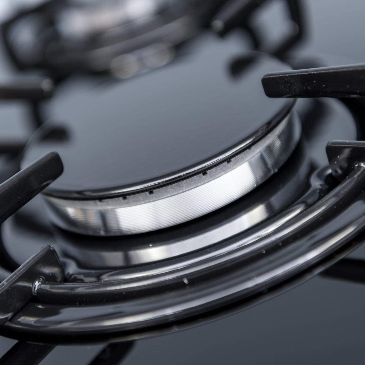 SIA GHG302BL 30cm 2 Burner Black Glass On Gas Domino Hob With Enamel Pan Stands