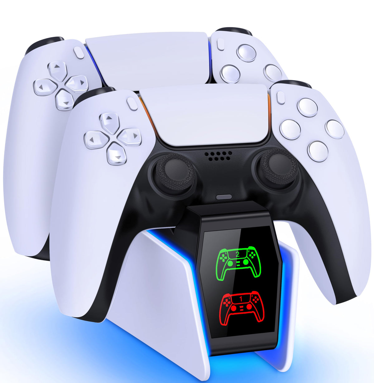 HELLCOOL PS5 Charging Charger for DualSense & Edge, Fast Charge 2 Controllers Simultaneously, Drop&Go No Alignment, LED Indicator with Touch Off, Smart Safety Protection, with 1m USB-C Cable