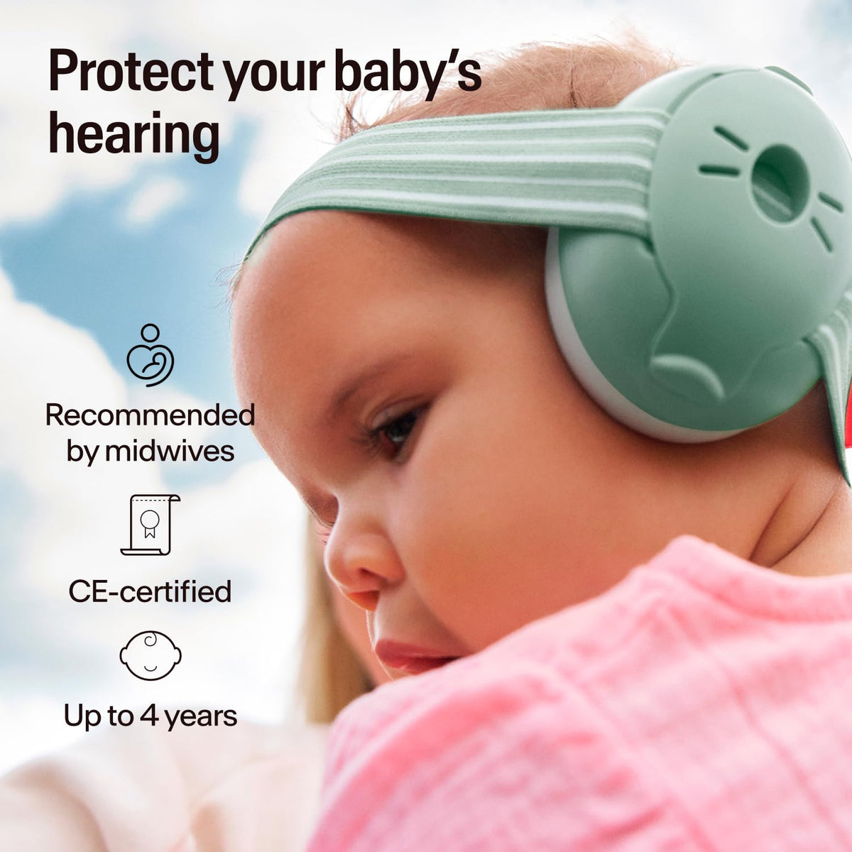 Alpine Muffy Baby Comfort Ear Defenders, Adjustable up to 48 months, Green