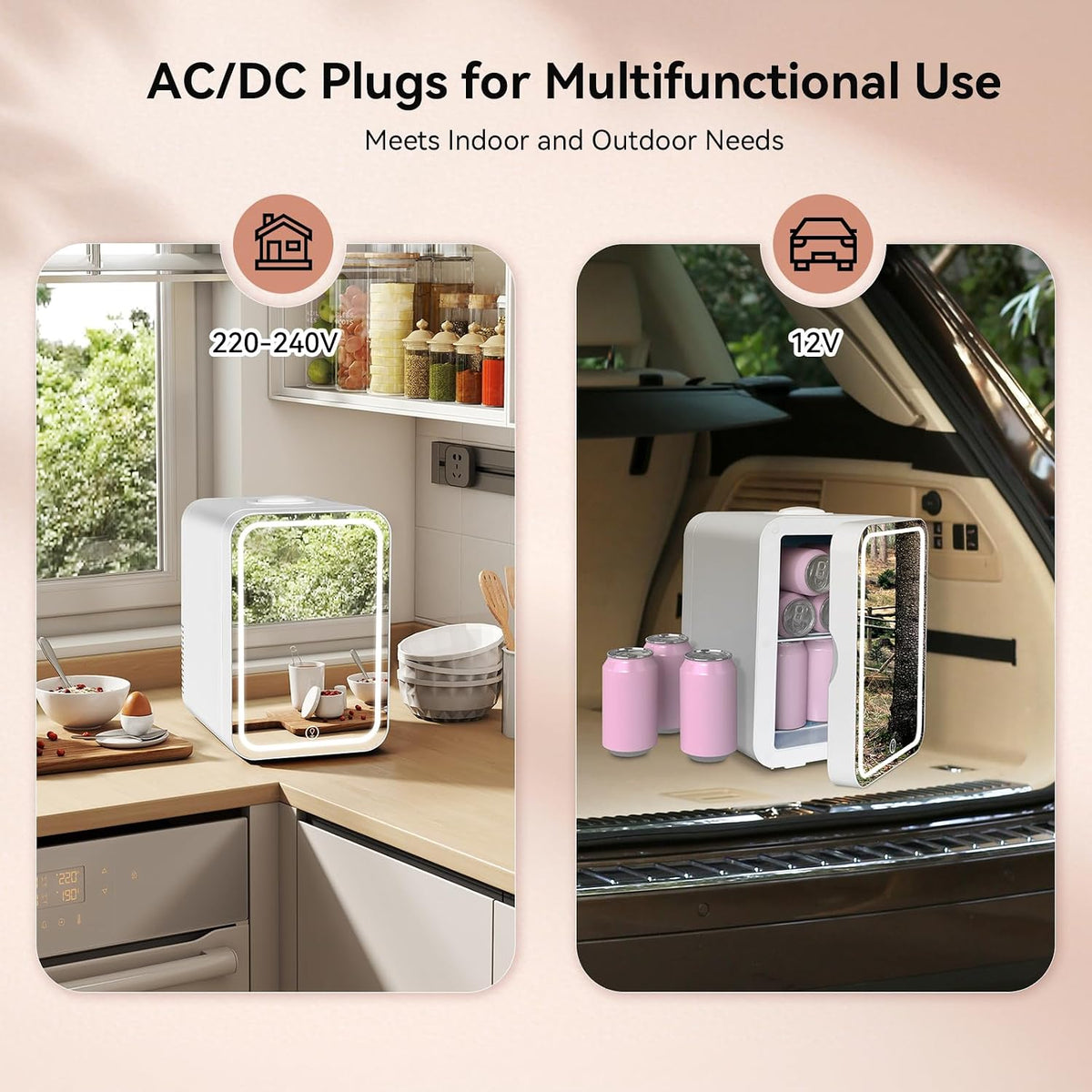 ARTETHYS Mini Fridge for Bedrooms, 8L Skincare Fridge with LED Mirror