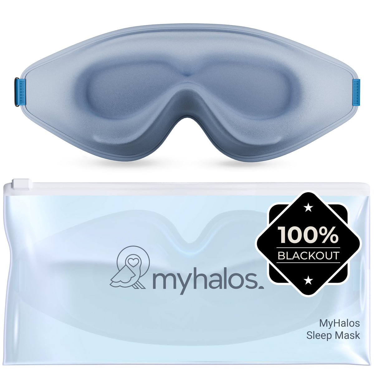 MyHalos Blackout Sleep Mask, Eye Mask for Sleeping, Zero Pressure, Travel