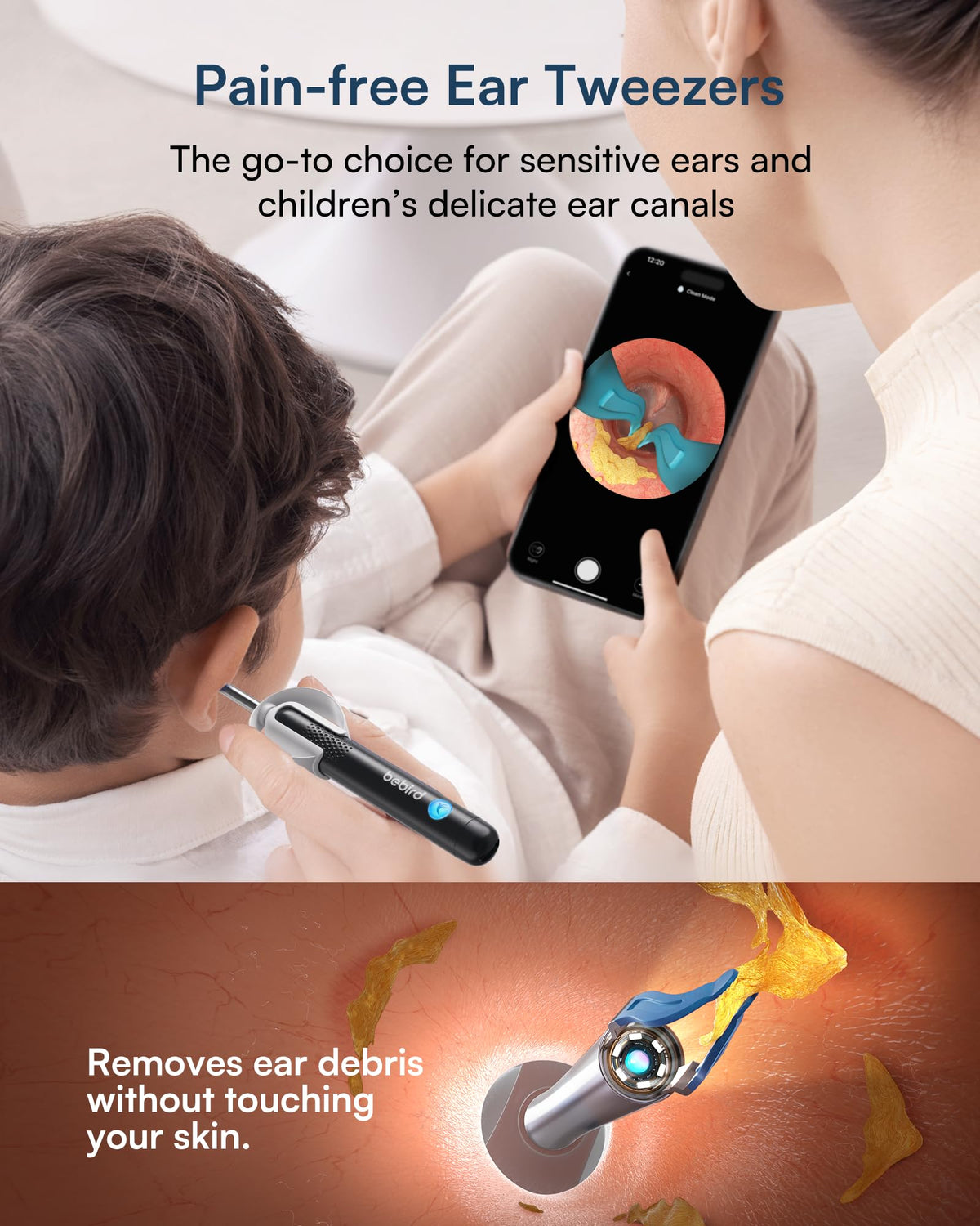 BEBIRD R1 Ultra Ear Wax Removal Camera, Ear Cleaner with Tweezers & Dropper, Visual Wax Remover Ear Pick for Family-Black