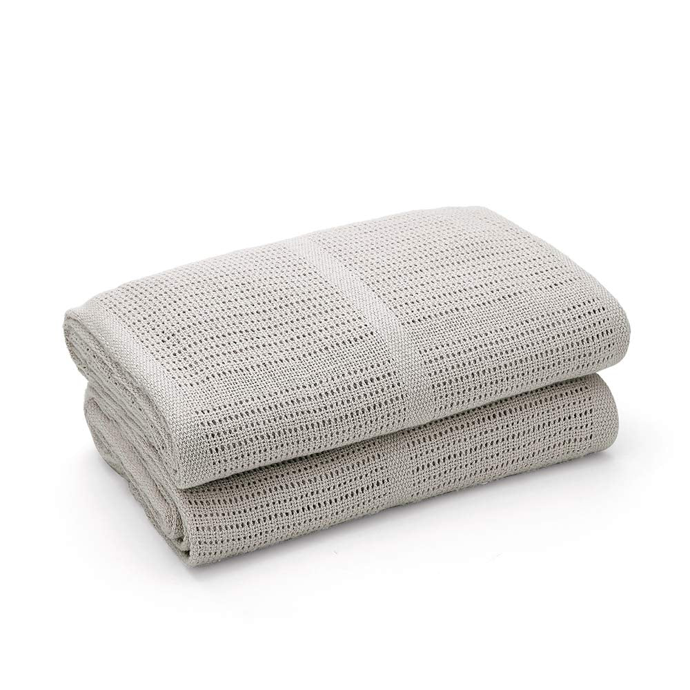 Bloomsbury Mill - Cellular Blankets Baby - 100% Organic Cotton - 2 Pack - Cloud - White - Newborn Essentials - Soft Breathable Baby Blankets for Pram, Cot, Moses Basket - 75x95cm