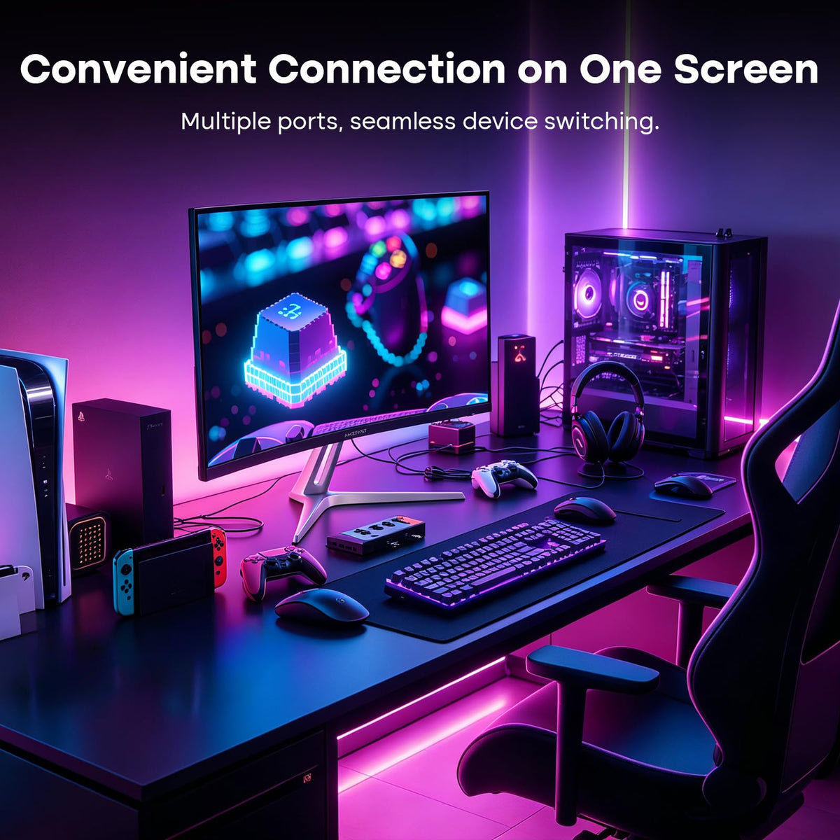 Amzfast 24 Inch 200Hz Gaming Monitor, FHD 1080P Fast IPS, 1ms MPRT, Adaptive Sync, AI-Crosshair, 110% sRGB, HDR, Low Blue Light, HDMI2.0&DP1.4, VESA75x75mm for PC Desktop Laptop PS5 Xbox, G24X1W