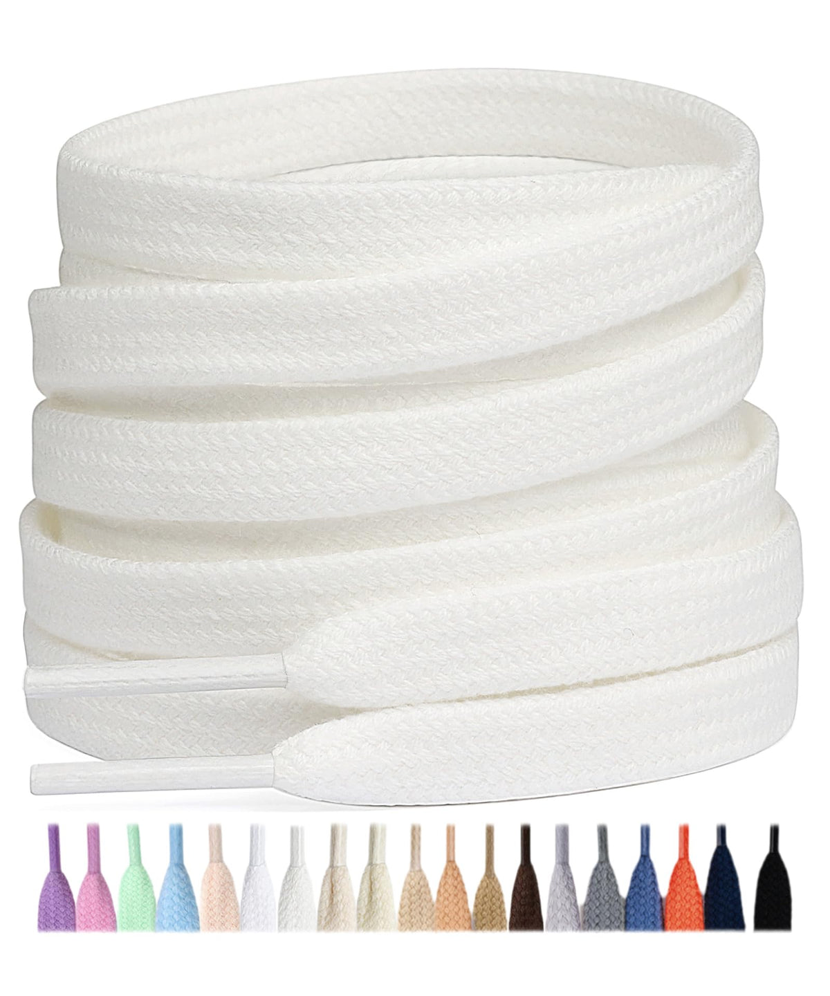 Stepace 2 Pairs Cotton Flat Shoe Laces 8mm Wide Shoelaces for Sneaker