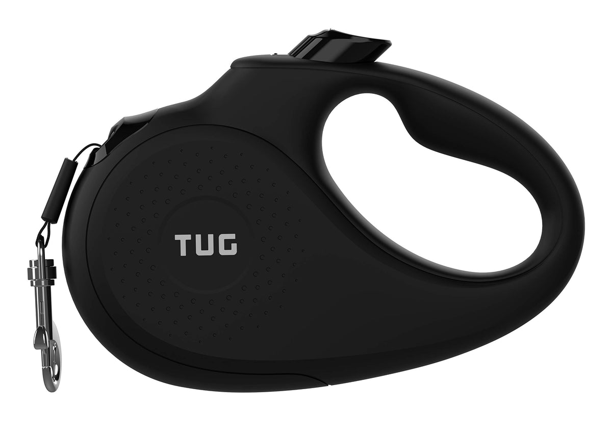 TUG 360° Tangle-Free Retractable Dog Lead for Up to 25 kg Dogs | 5 m Strong Nylon Tape | One-Handed Brake, Pause, Lock (Medium, White/Orange)