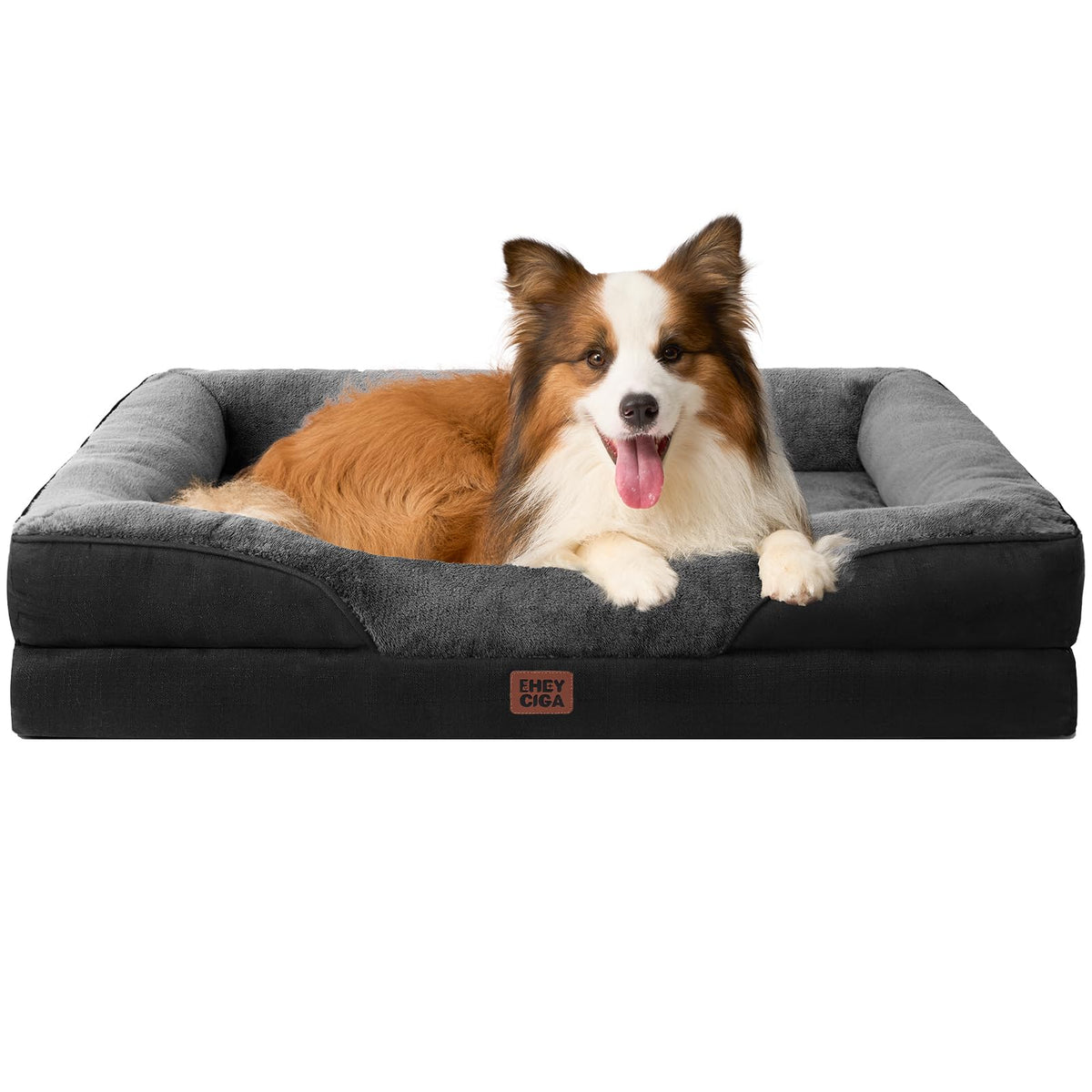 EHEYCIGA Memory Foam Orthopedic Dog Beds Large, 91x68x17cm, Dark Grey