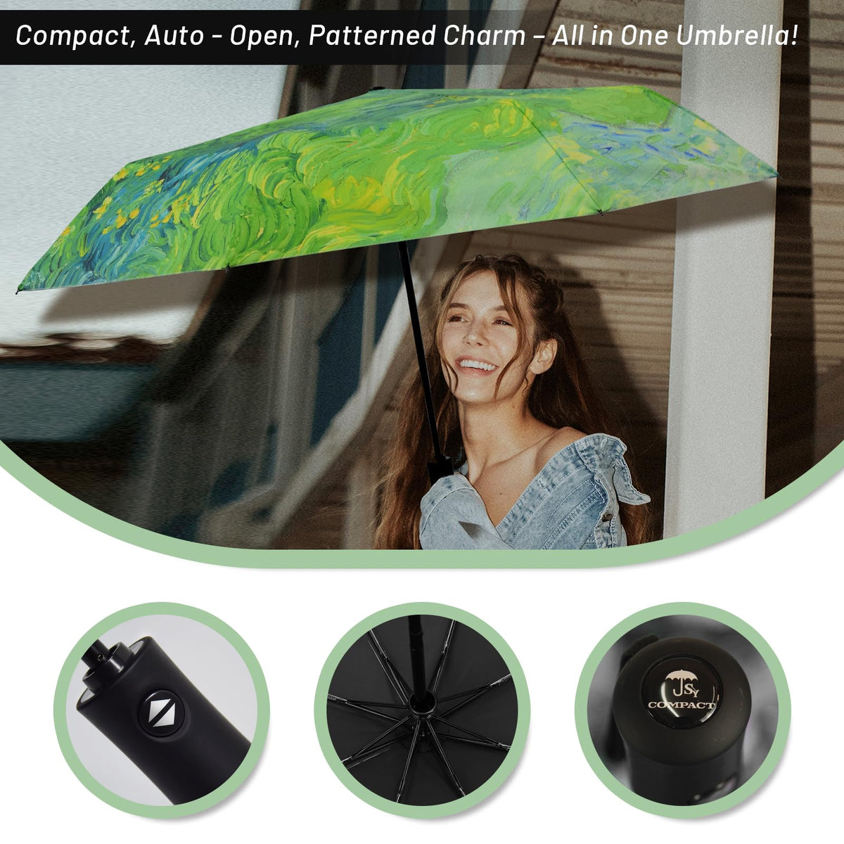 SY COMPACT Travel Umbrella Windproof Automatic Unbreakable UV Protection