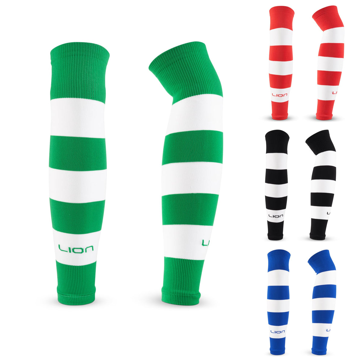 LION SPORTSWEAR Football Sock Sleeves To Accompany Grip Socks - Fits Over Calf/Shin Pads - Variety Of Colors To Match Your Team Kit