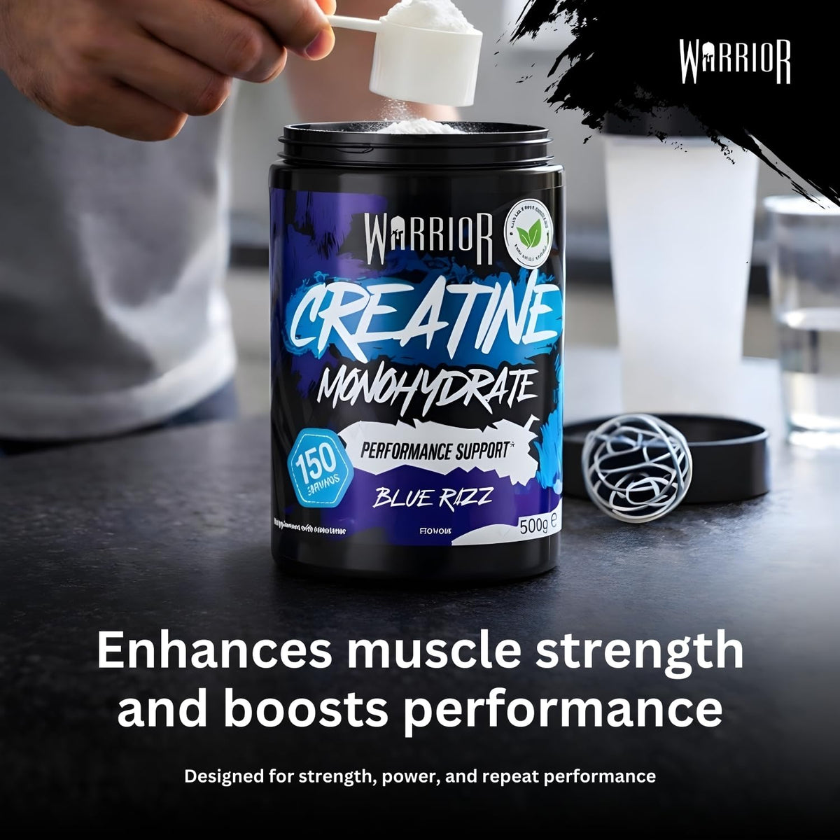 Warrior Creatine Monohydrate Powder 500g Pure Micronised (166 Servings)